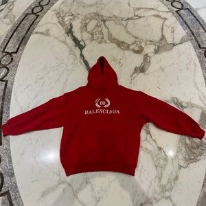 Red Balenciaga hoodie, mens Size S over sized